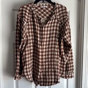 Chic Soul Plaid Frayed Edge Top